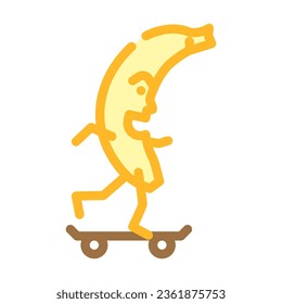 banana fruit fitness character color icon vector. banana fruit fitness character sign. isolated symbol illustration