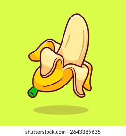 Banana Fruit Floating Cartoon Vector Icon Illustration. Fruit Food Icon Concept Isolated Premium Vector. Flat Cartoon Style