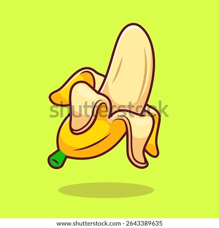 Banana Fruit Floating Cartoon Vector Icon Illustration. Fruit Food Icon Concept Isolated Premium Vector. Flat Cartoon Style