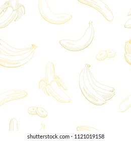Banana fruit graphic yellow green color seamless pattern background sketch illustration vector