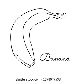Banana Fruit Hand Drawn Black White Stock Vector (Royalty Free ...