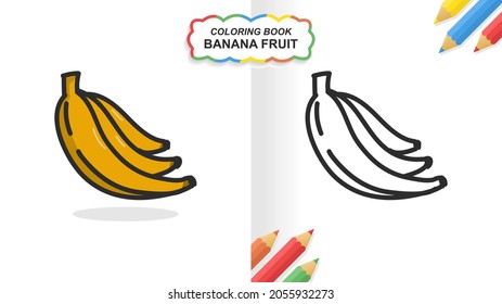 Banana Fruit Hand Drawn Coloring Book Stock Vector Royalty Free Shutterstock