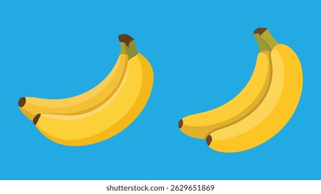 Banana Fruit Icon – Bunch of Yellow Bananas on Blue Background in Flat Style for Healthy Food, Grocery, or Diet Illustrations