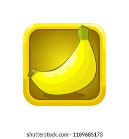 Banana Fruit Icon with cartoonish style with frame 