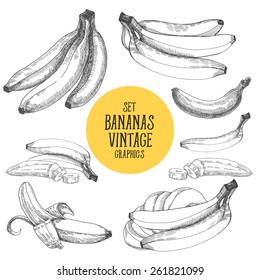 banana fruit, banana icon, isolated, black on the white background. 