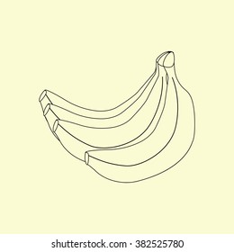 Banana Fruit Icon on the yellow background. Vector illustration