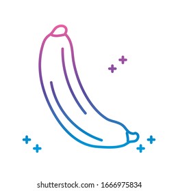 banana fruit icon over white background, gradient line style, vector illustration