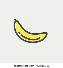 Línea delgada de icono de la fruta plástica para el diseño web y móvil, minimalista moderno y plano. Icono del vector con contorno gris oscuro y color de desplazamiento en fondo gris claro.