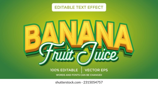 banana fruit juice 3D text effect template