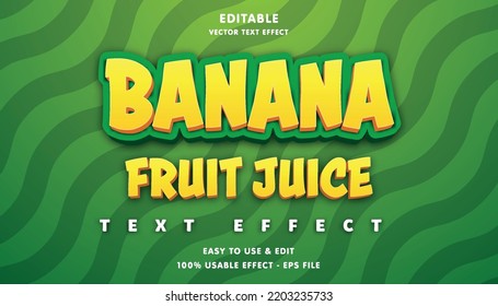 banana fruit juice editable text effect with modern and simple style, usable for logo or campaign title