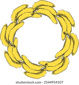 Diseño de etiqueta de fruta de plátano, diseño de marco redondo de círculo de Vector para empaquetar bolsa de pie Descarga de ilustración de archivo de Plantilla de Vector lista para impresión editable
