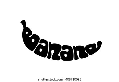 Banana. Fruit. Lettering. Vector design.