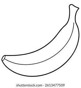 Banana Fruit Line Art Vector for Kids Hand Drawing and Learning – Simple Tropical Fruit Outline Illustration