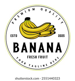 banana fruit logo design, with fresh apple fruit icon. Perfect for fruit label, juice drink icon, or beverage product sticker