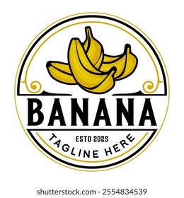 banana fruit logo, with fresh banana fruit icon. Perfect for drink labels, juice drink icons or drink product stickers