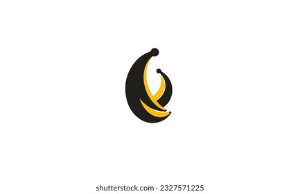 banana fruit logo simple line art on white background