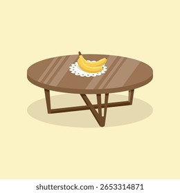 banana fruta na mesa redonda ilustração design vetor