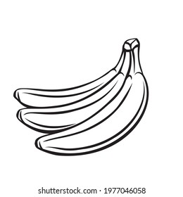 Banana fruit outline vector icon, drawing monochrome illustration. Healthy nutrition, organic food, vegetarian product.