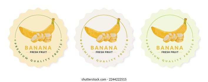 Banana Fruit packaging design templates, watercolour style vector illustration.