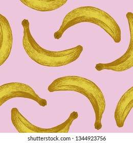 banana fruit pattern background. Hand drawn vector elements.