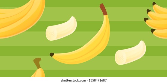 Banana fruit pattern. Cartoon illustration of banana fruit vector pattern for web design