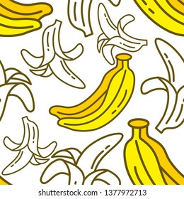 Banana Fruit Pattern Seamless Vector Template