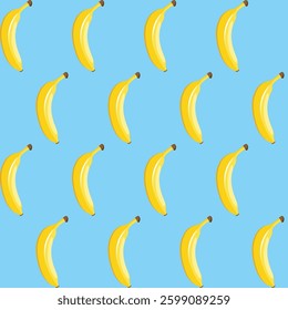 Banana fruit seamless pattern aqua blue background retro style illustrator