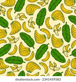Banana fruit seamless pattern background illustration for label product, shop logo, stamp, banner, and more