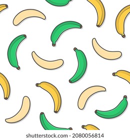 Patrón De Fruta Bananera Sin Marea En Un Fondo Blanco. Ilustración del tema del plátano fresco