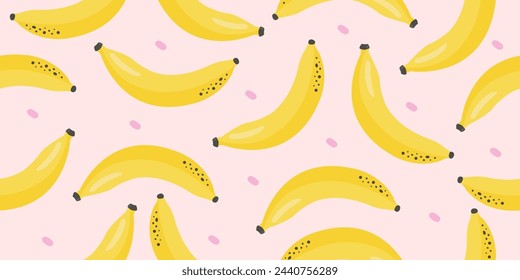 Bananenfrucht nahtlose Muster tropischen Hintergrund. Handgezeichnete moderne und trendige Vektor-Illustration.