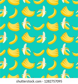 Banana fruit seamless pattern in vector flat style