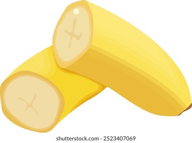 Banana Fruit Sliced Illustration Isolated on White Background