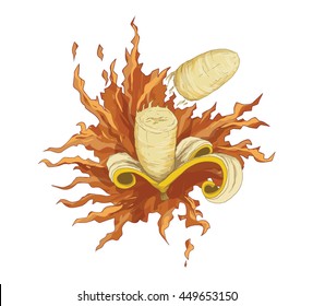 Banana, fruit splash, vector illustration.