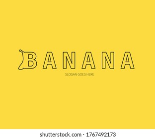 Banana fruit text abstract logo, icon, label, symbol Concept. Vector Design Illustration