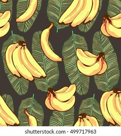 Banana Fruit  Tropical seamless vector Pattern