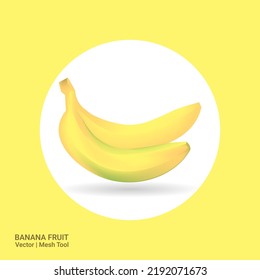 banana fruit, vector file. coloring with the mesh tool. can be used as a 3d design element or fruit poster design