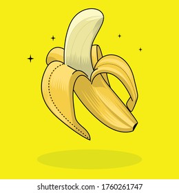Banana Fruit Vector Icon Illustration. Banana and slices of Banana. Fruit Icon Concept White Isolated. Flat Cartoon Style Suitable for Web Landing Page, Banner, Flyer, Sticker, Card