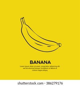 Banana, fruit vector illustration