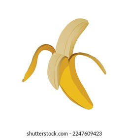 Ilustración vectorial del plátano maduro. El diseño bananero solo come. Fondo blanco aislado.