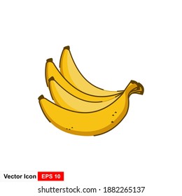 Banana, fruit vector illustration isolated on white background.