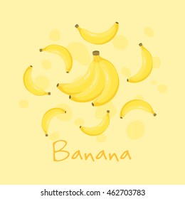 Banana fruit vector illustration isolated on yellow background.