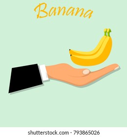 Banana fruit vector illustration. Vector round label, banana jam, sauce or juice label. farm products. eco friendly fruits