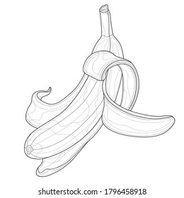 
Banana. Fruit.Coloring book antistress for children and adults. Zen-tangle style.Black and white drawing