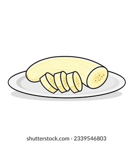 Banana. banana fruit.peeled banana. cut banana cartoon vector icon design illustration. bananas