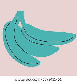 Banana. Fruits and berries collection. Flat style. Hand-drawn modern illustrations with Fruits and berries, abstract elements.