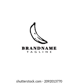 banana fruits logo icon cartoon design template modern black cute illustration