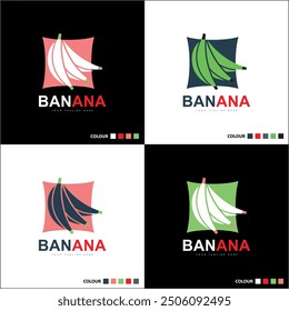 Banana fruits tropical fruit silhouette logo set template design