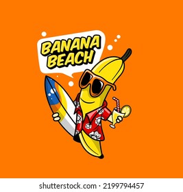 banana funny beach vector illustration 