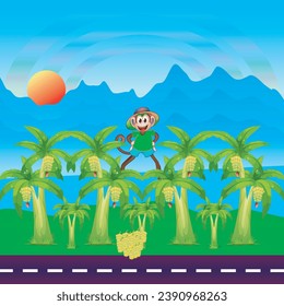 Banana Garden Color Sky Vector