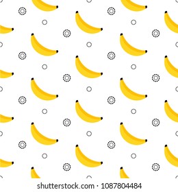banana geometric seamless pattern. Modern print, isolated on white. Wrapping paper, cards, posters, banners designs. Vector illustration